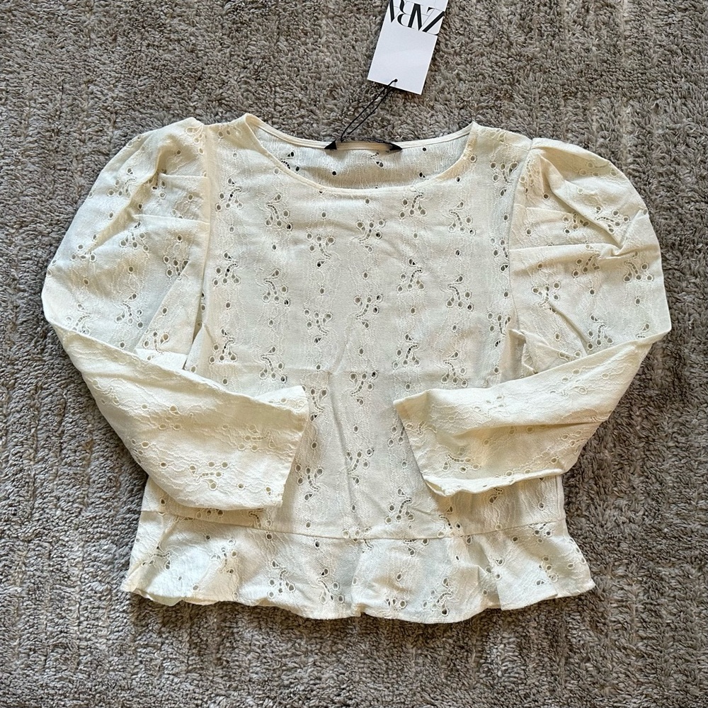 Zara Whye Eyelet Peplum Top